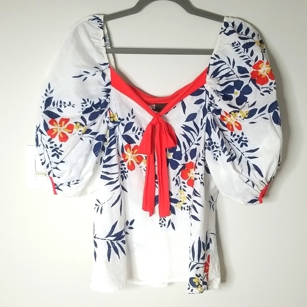 Karlie Boho floral top with tie